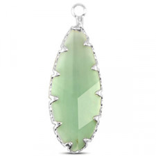 Crystal glass charm oval 30mm Apple green-silver